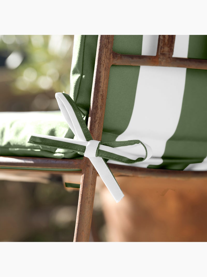 Coussin de chaise assise et dossier imperméable  à rayures ARCACHON Vert olive - Kiabi
