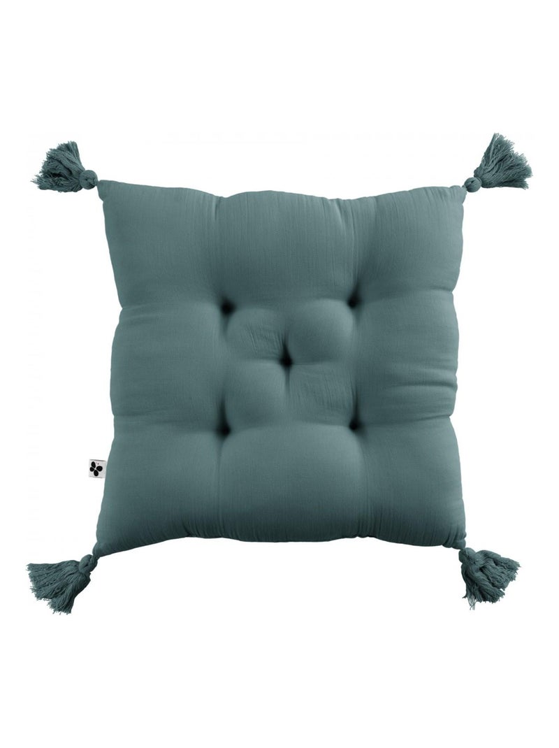 Coussin de chaise Assise matelassée gaze de coton gaia Bleu marine - Kiabi
