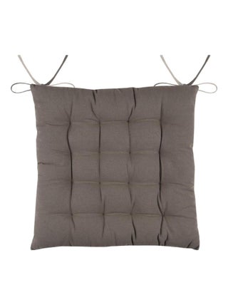 Coussin de chaise bicolore réversible en coton taupe et lin