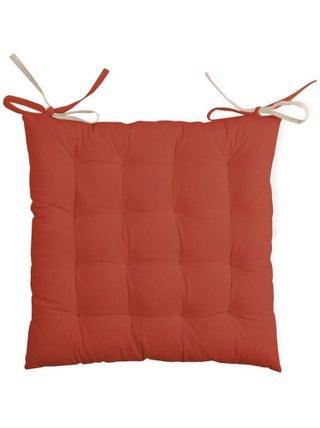 Coussin de chaise bicolore réversible en coton terracotta et lin