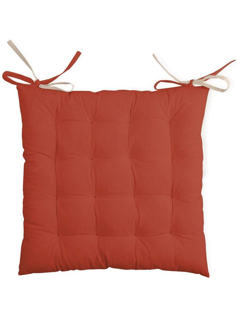 Coussin de chaise bicolore réversible en coton terracotta et lin Tomette - Kiabi