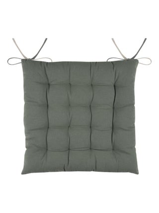 Coussin de chaise bicolore réversible en coton vert et lin