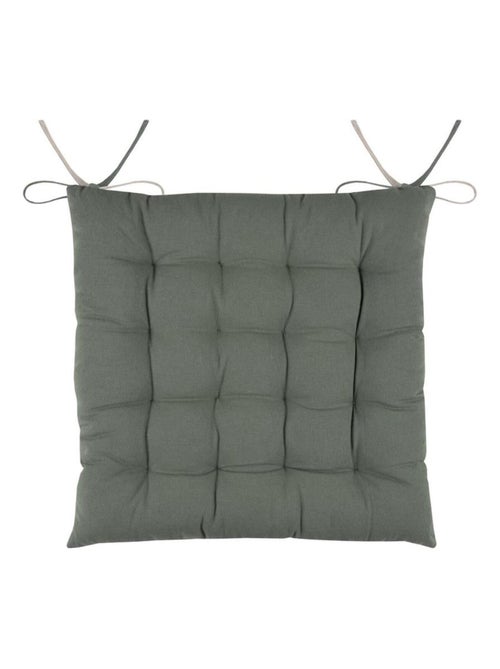 Coussin de chaise bicolore réversible en coton vert et lin - Kiabi