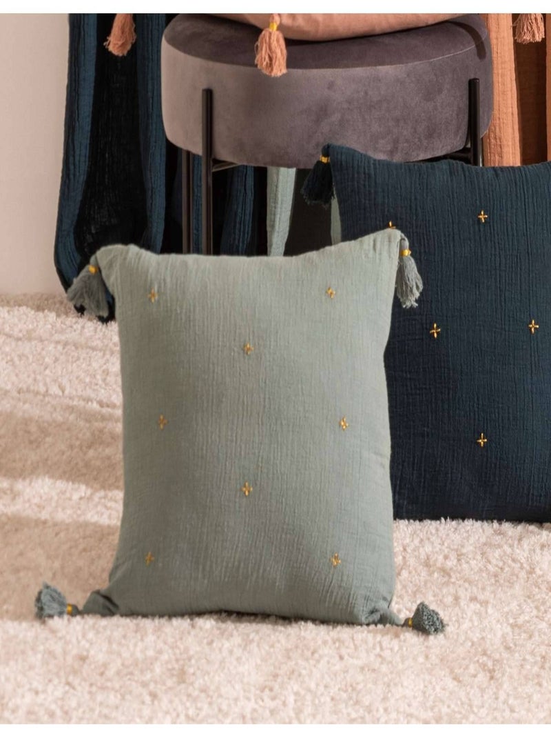 Coussin de chaise brodé rectangulaire JAMANA Gris clair - Kiabi