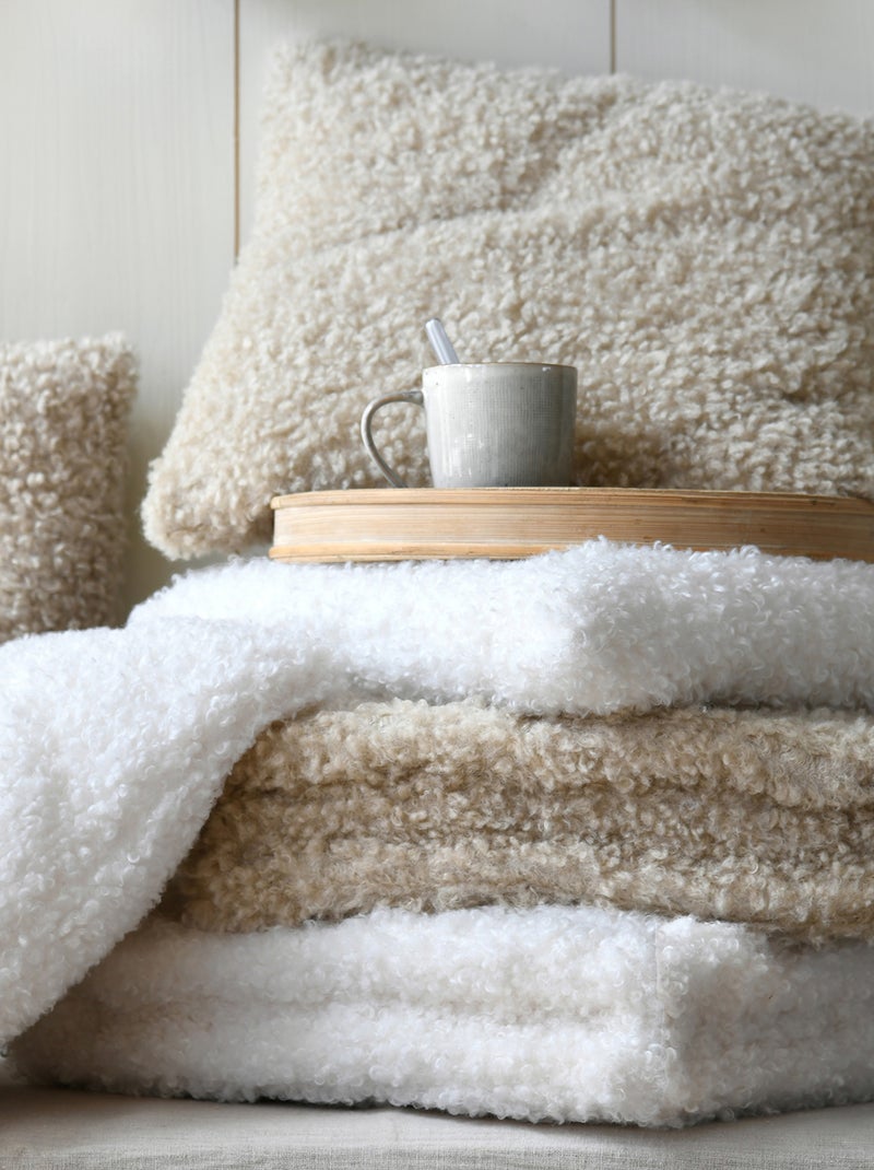 Coussin de chaise carré bouclette Ecru - Kiabi