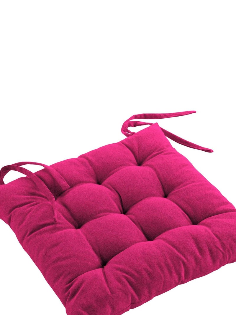 Coussin de chaise coton recycle Collection Grand Mistral Rose fushia - Kiabi