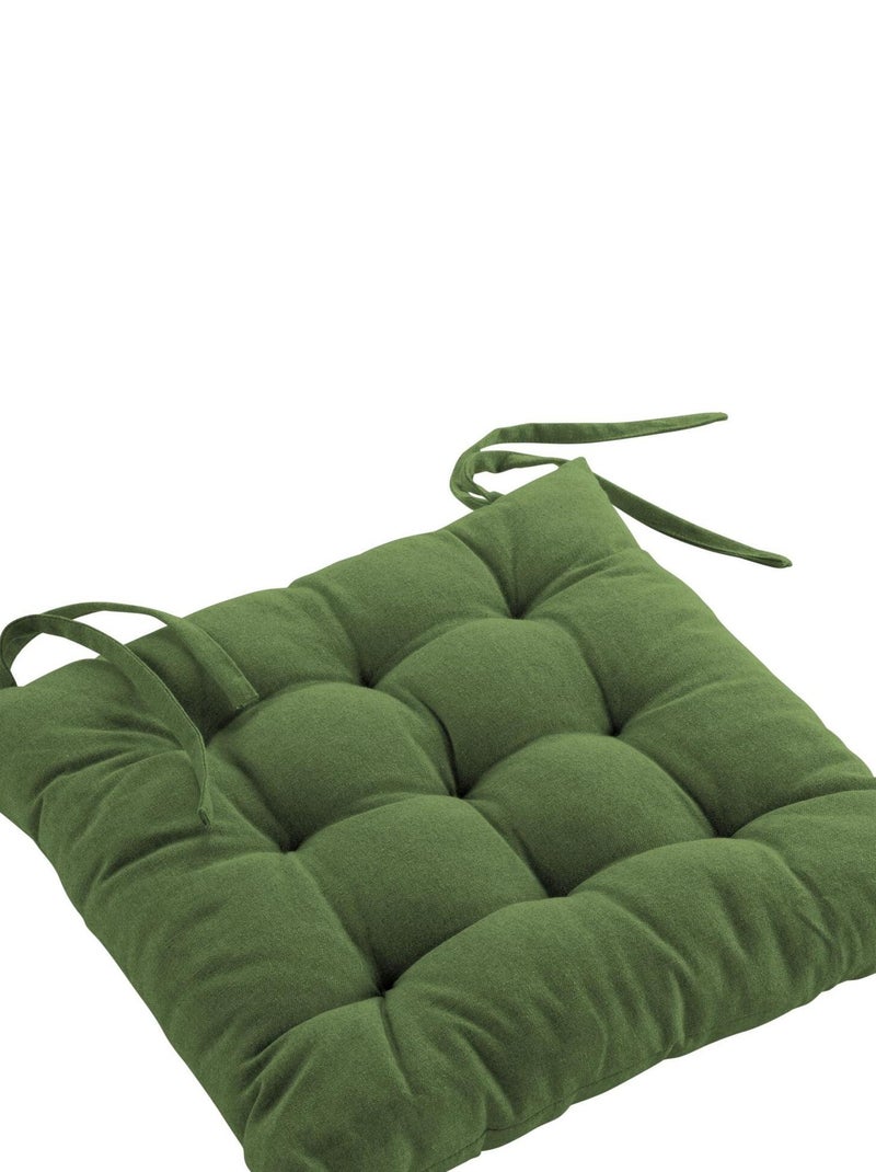 Coussin de chaise coton recycle Collection Grand Mistral Vert sapin - Kiabi