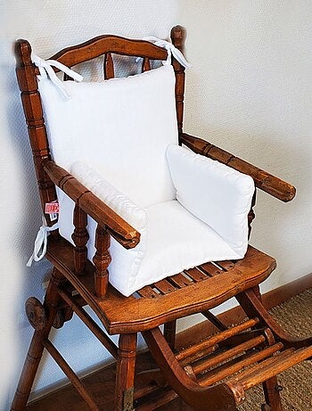 Coussin chaise haute en coton bio vichy