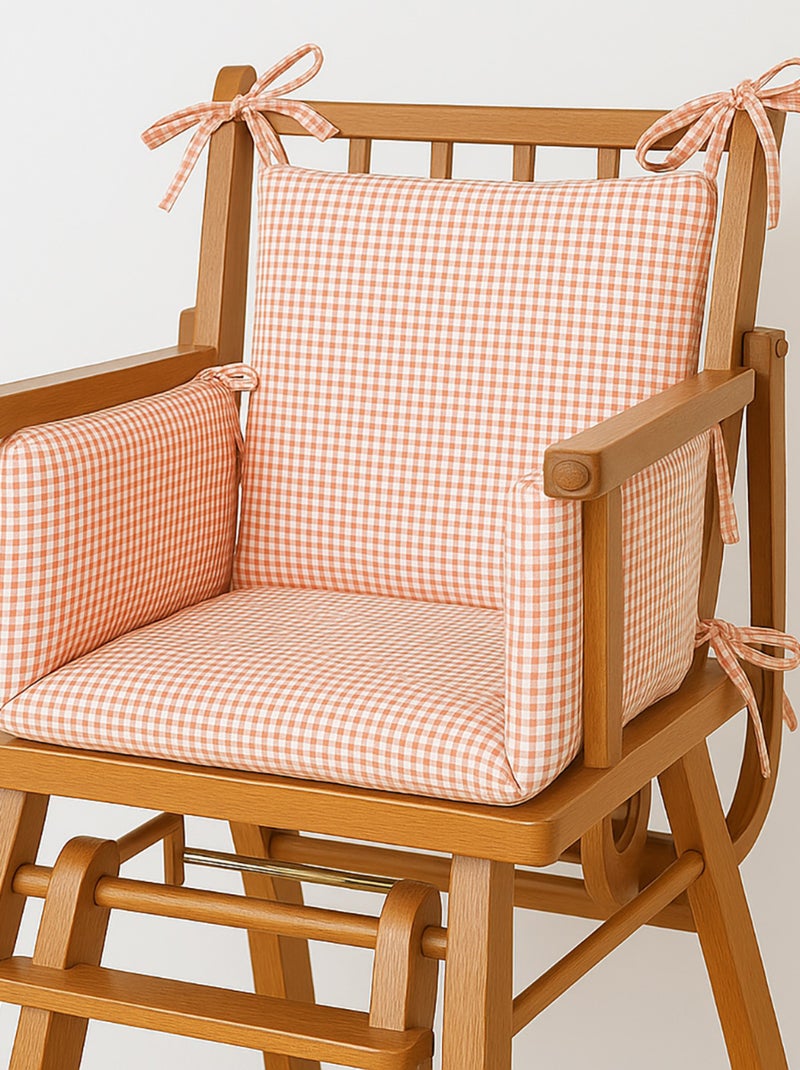 Coussin de Chaise Haute en Coton Bio Vichy Orange - Kiabi