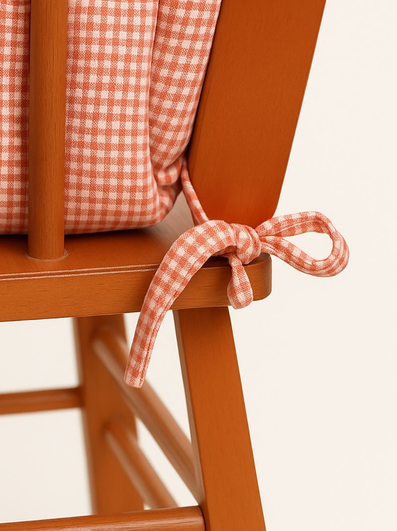 Coussin de Chaise Haute en Coton Bio Vichy Orange - Kiabi