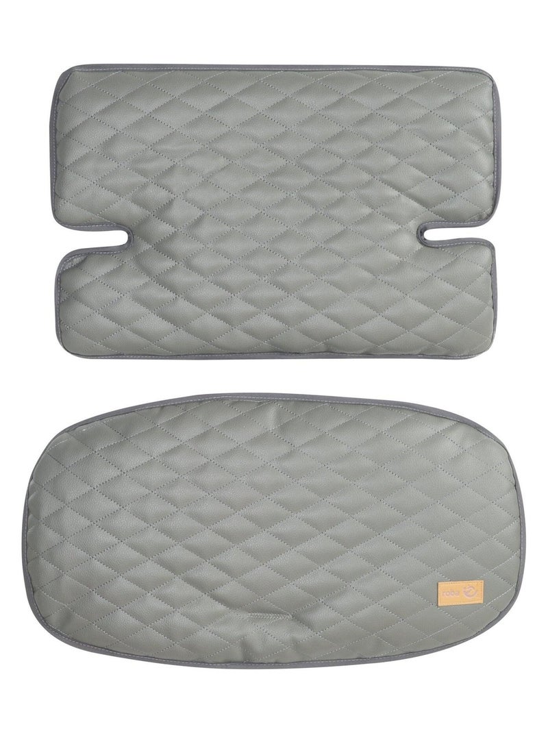 Coussin de chaise haute évolutive matelassé 2 pièces - en cuir PU - 'Roba luxe' Gris clair - Kiabi