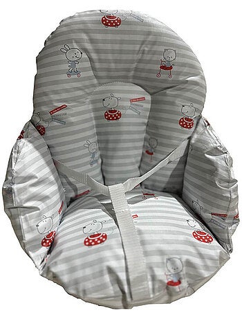 Coussin de chaise pour bébé en pvc motifs gris rayé animaux