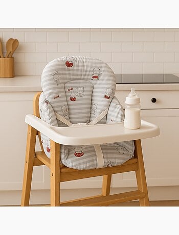 Coussin de chaise pour bébé en pvc motifs gris rayé animaux