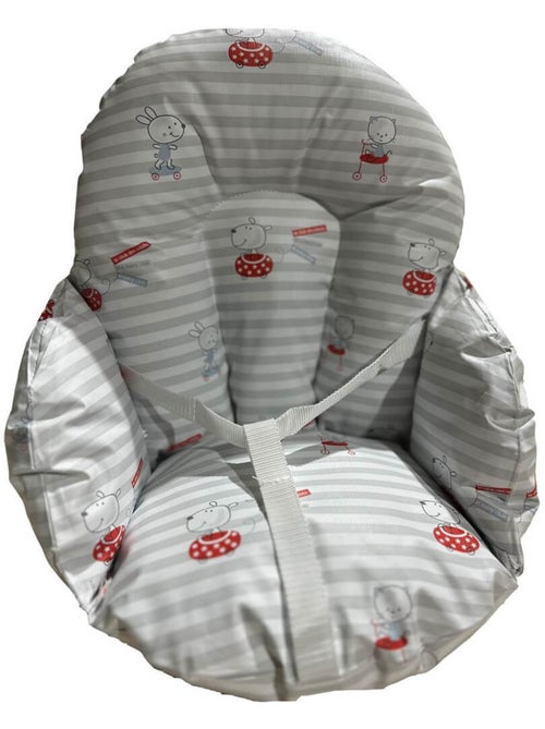 Coussin de chaise pour bébé en pvc motifs gris rayé animaux - Kiabi