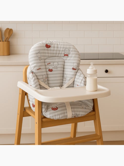 Coussin de chaise pour bébé en pvc motifs gris rayé animaux - Kiabi