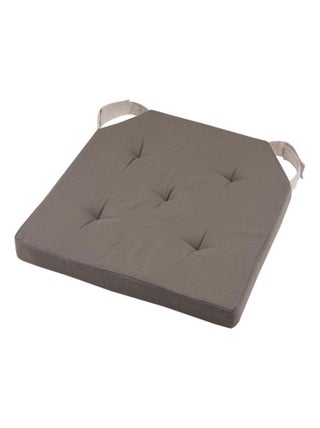 Coussin de chaise réversible taupe et lin en coton 38 x 38 cm