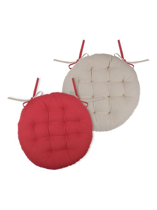 Coussin de chaise Rouge et Lin rond réversible 38 cm - Kiabi