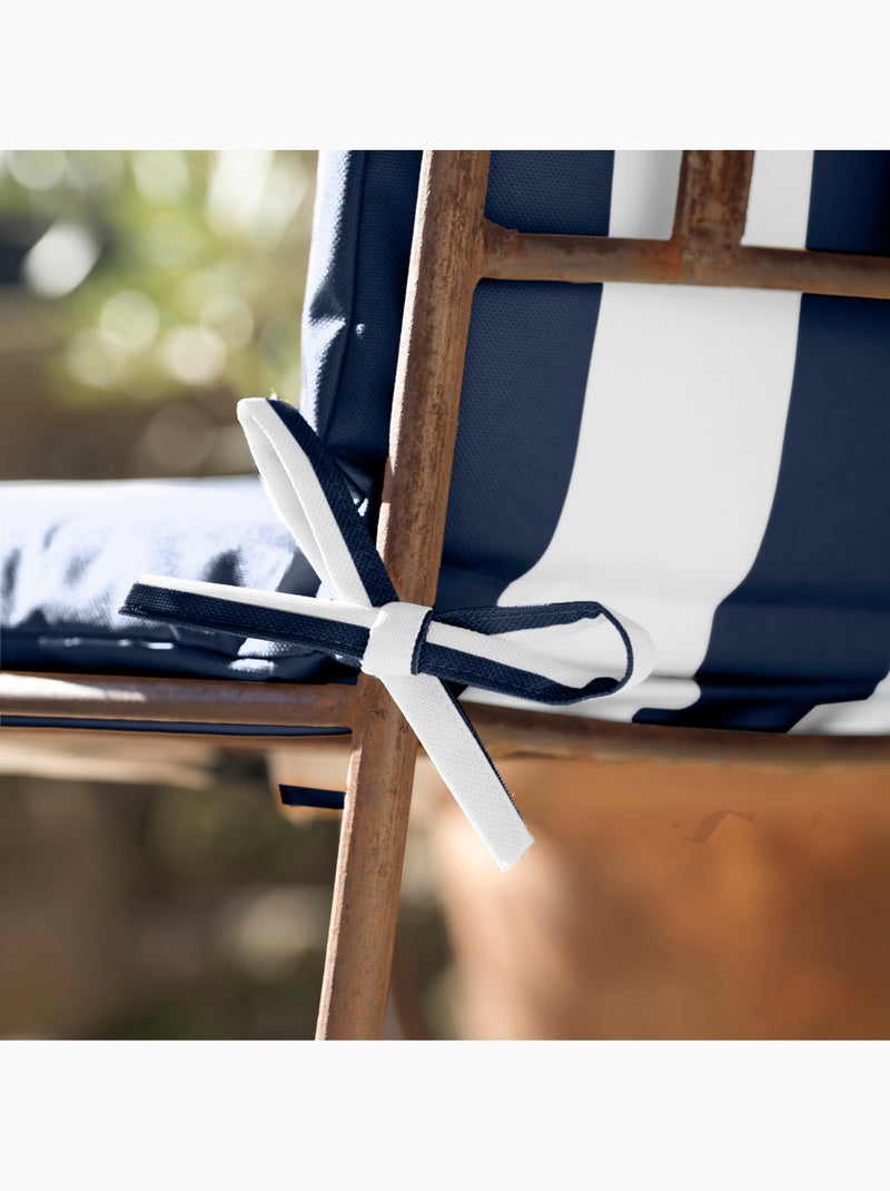 Coussin de fauteuil assise et dossier imperméable  à rayures ARCACHON Bleu foncé - Kiabi