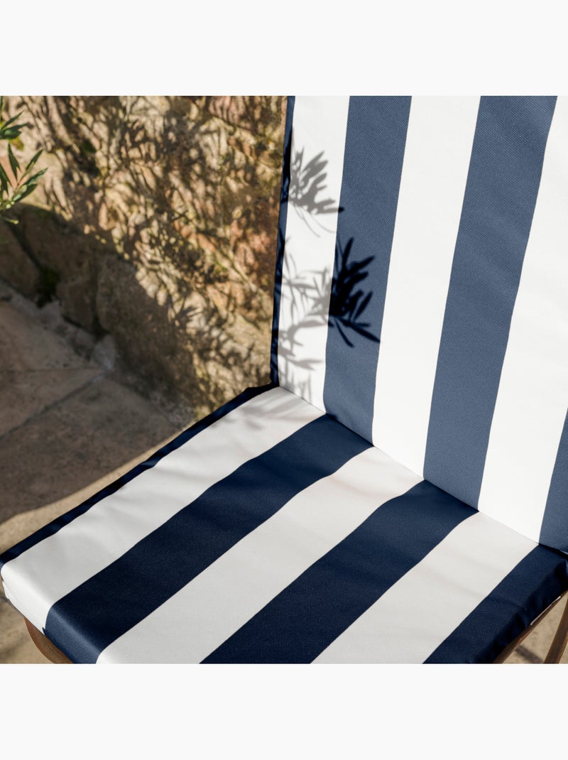 Coussin de fauteuil assise et dossier imperméable  à rayures ARCACHON Bleu foncé - Kiabi