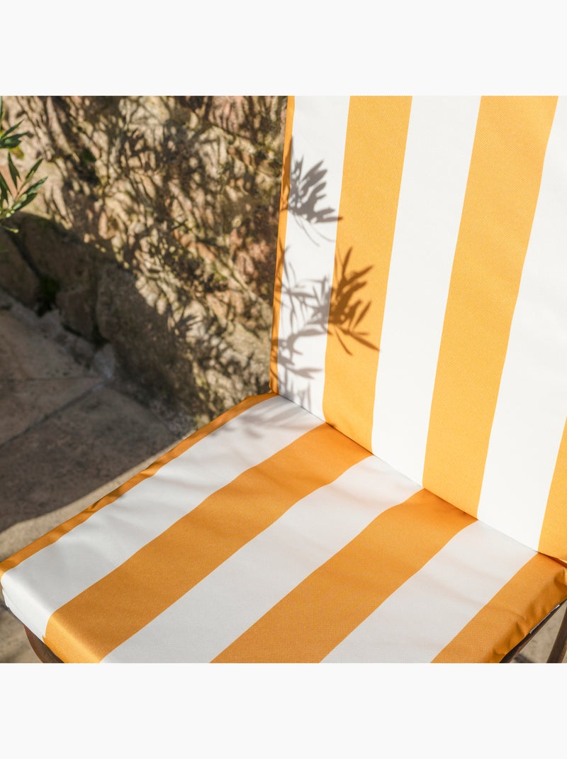 Coussin de fauteuil assise et dossier imperméable  à rayures ARCACHON Jaune - Kiabi