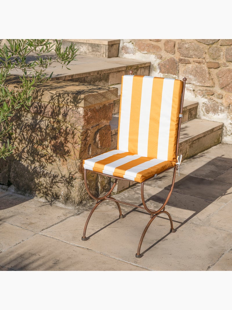 Coussin de fauteuil assise et dossier imperméable  à rayures ARCACHON Jaune - Kiabi