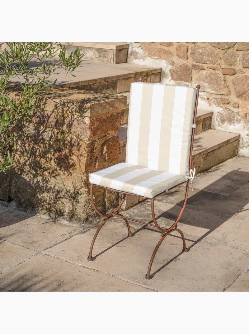 Coussin de fauteuil assise et dossier imperméable  à rayures ARCACHON Lin - Kiabi