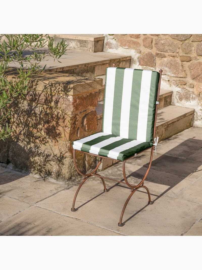 Coussin de fauteuil assise et dossier imperméable  à rayures ARCACHON Vert olive - Kiabi