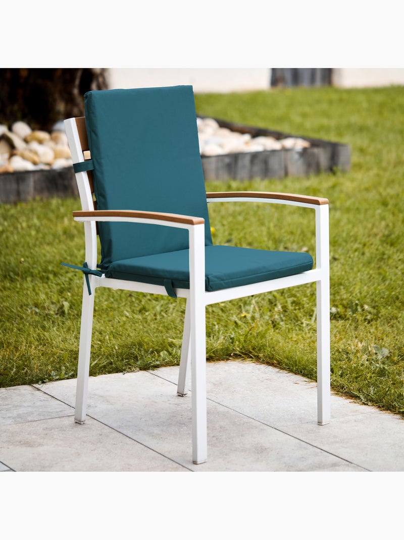 Coussin de fauteuil extérieur assise et dossier MINORQUE Bleu paon - Kiabi