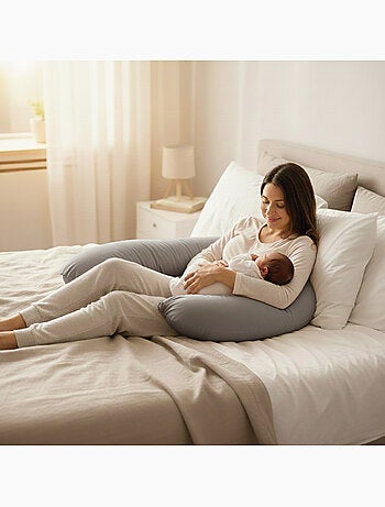 Coussin de grossesse, de maternité et d'allaitement déhoussable - Monsieur Bébé