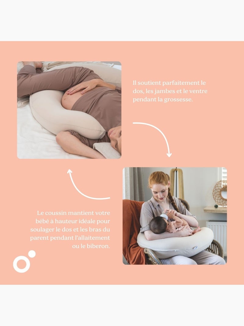 Coussin de grossesse et d'allaitement buddy 'doomoo' Beige clair - Kiabi