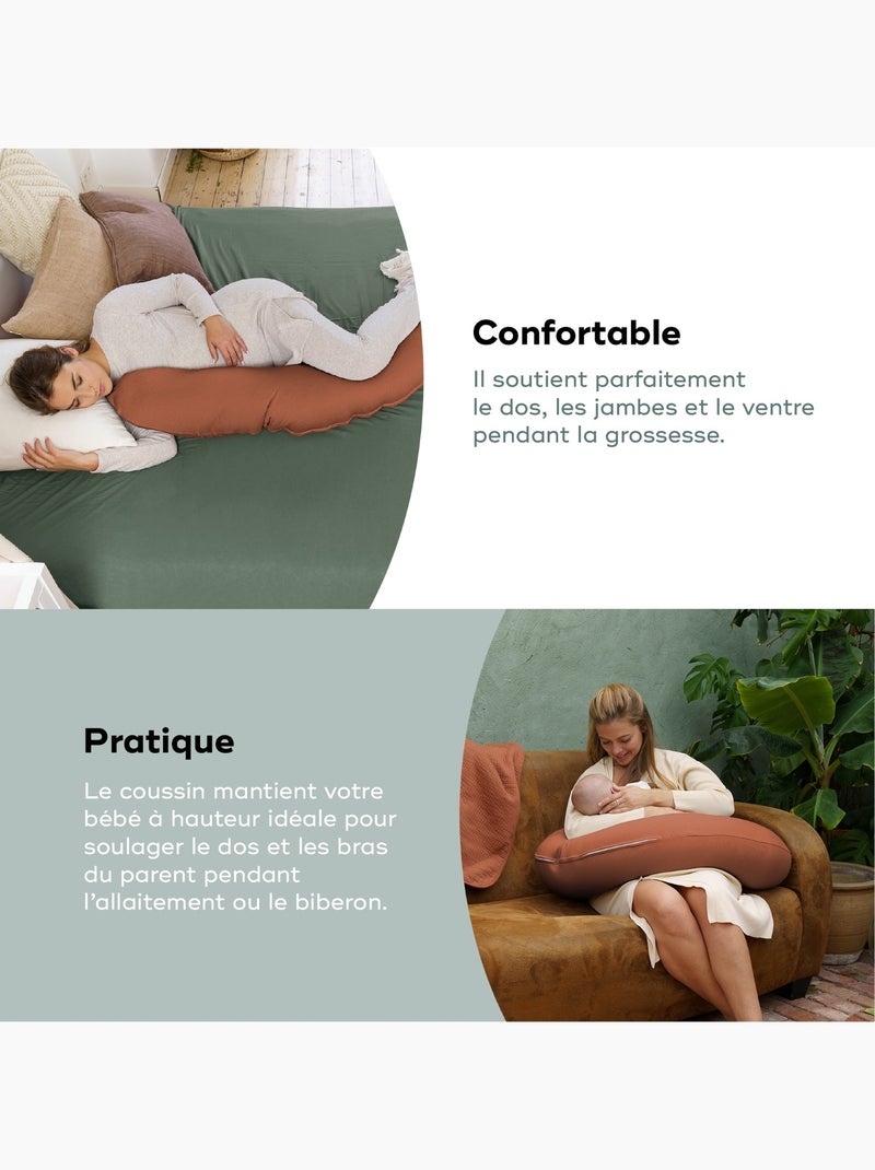 Coussin de grossesse et d'allaitement buddy 'doomoo' Terracotta - Kiabi