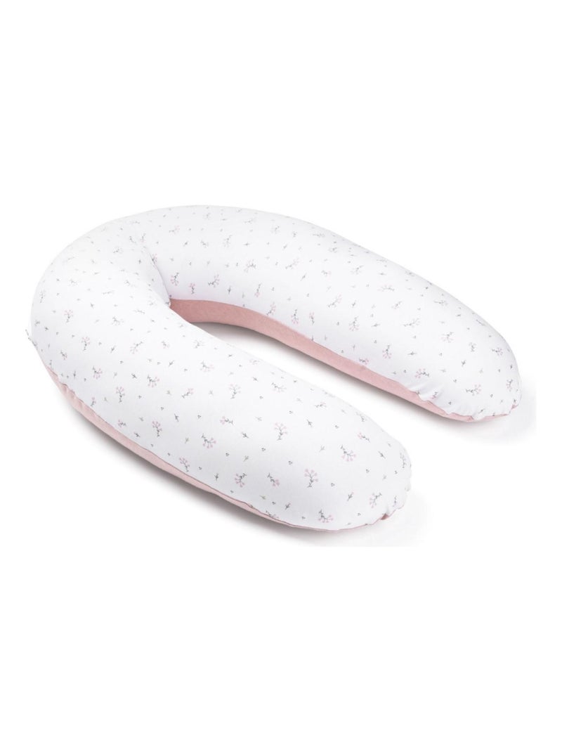 Coussin de grossesse et d'allaitement Buddy Flower Pink 'Doomoo' Blanc Rose - Kiabi