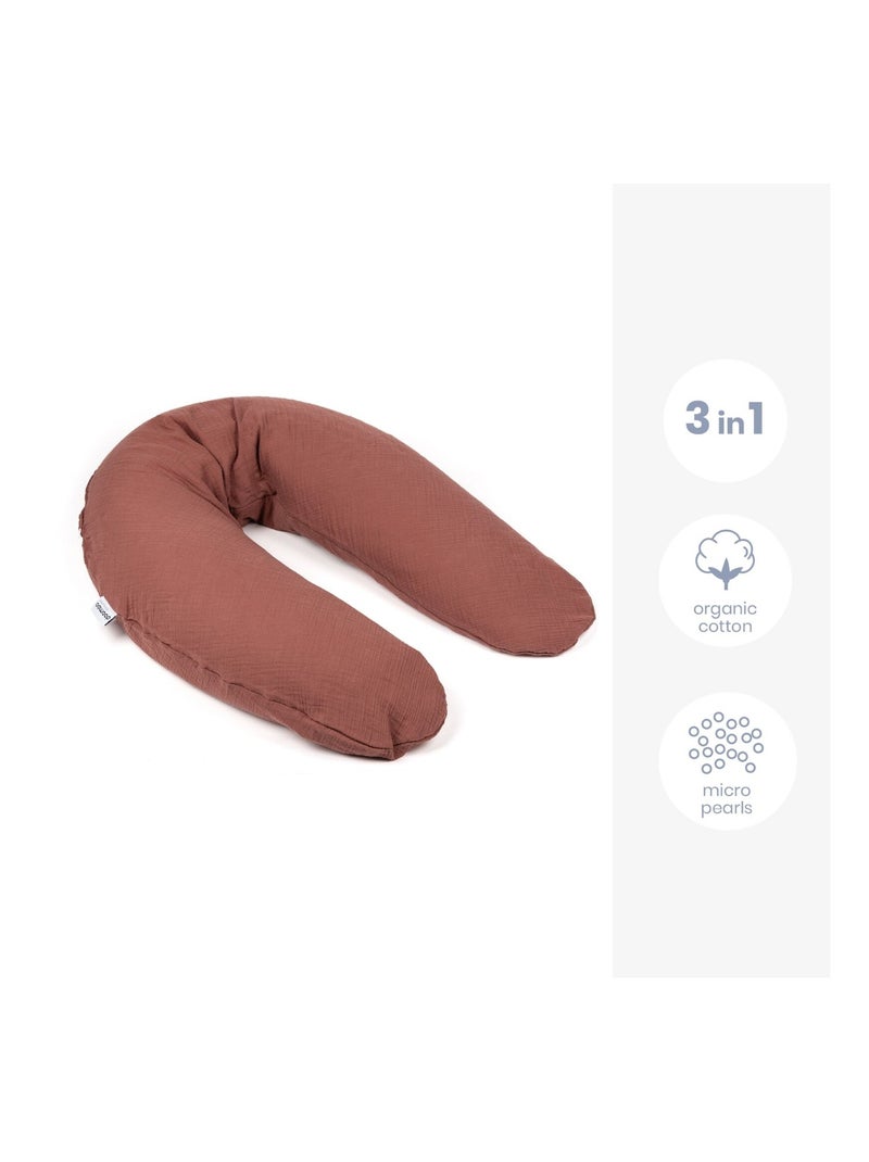 Coussin de grossesse et d'allaitement comfy big en coton bio 'doomoo' Rouge foncé - Kiabi