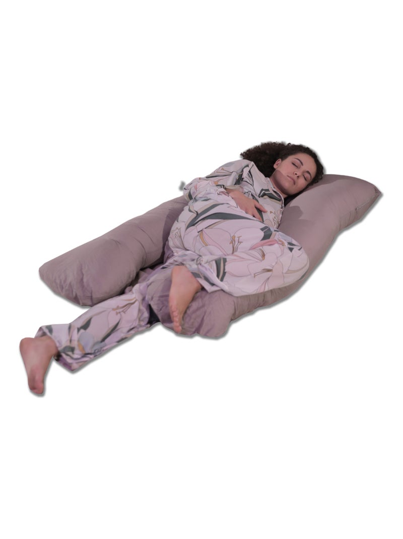 Coussin de Grossesse et d'Allaitement Coton 150x80cm - Déhoussable - Bananair Gris - Kiabi
