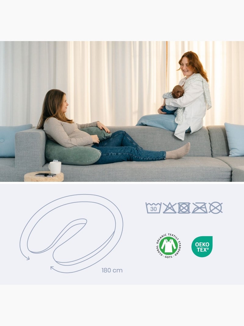 Coussin de grossesse et d'allaitement velours - buddy Vert forêt - Kiabi