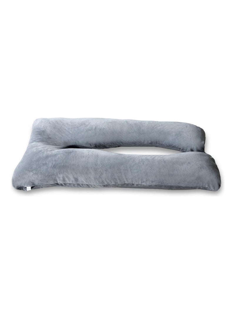 Coussin de Grossesse et d'Allaitement Velours 140x80cm - Déhoussable - Bananair Gris - Kiabi