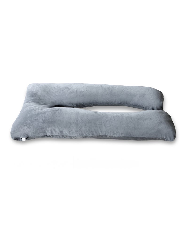 Coussin de Grossesse et d'Allaitement Velours 140x80cm - Déhoussable - Bananair Gris - Kiabi