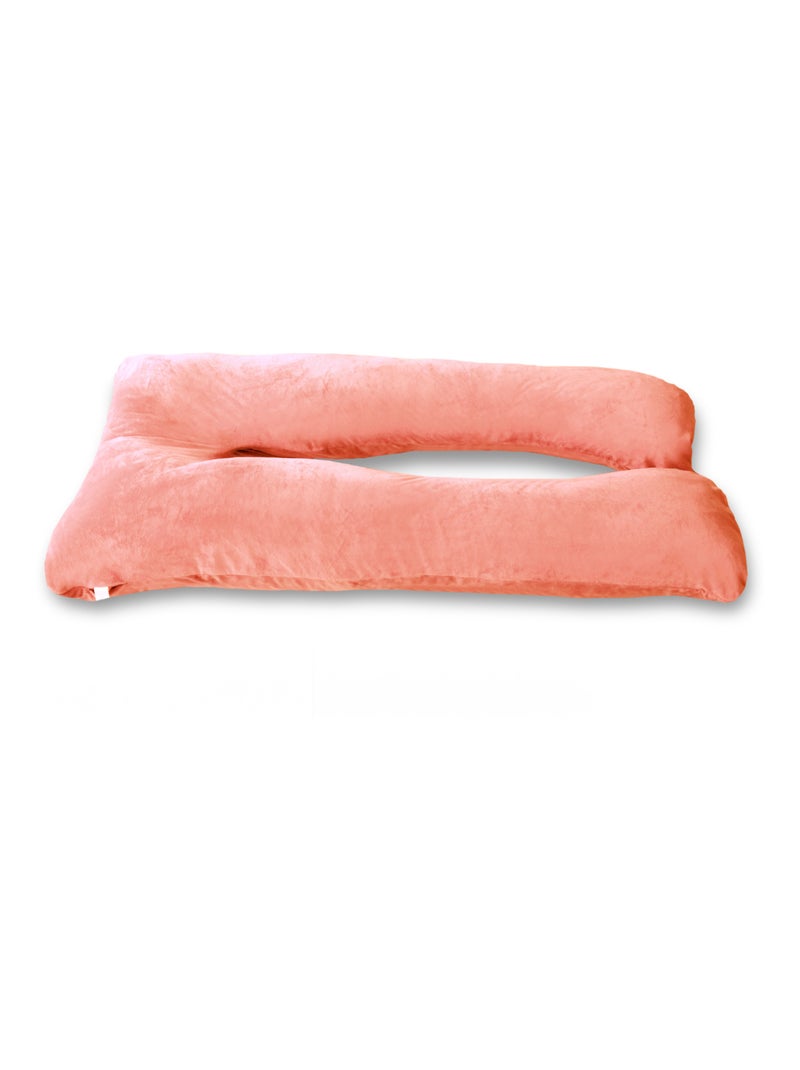 Coussin de Grossesse et d'Allaitement Velours 140x80cm - Déhoussable - Bananair Rose - Kiabi