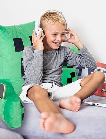 Coussin de lecture Creeper avec dossier haut et accoudoirs 'Roba' - Minecraft