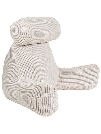 Coussin de lecture déhoussable en velours côtelé 80x50x70 cm gris