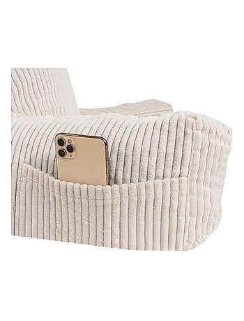 Coussin de lecture déhoussable en velours côtelé 80x50x70 cm gris