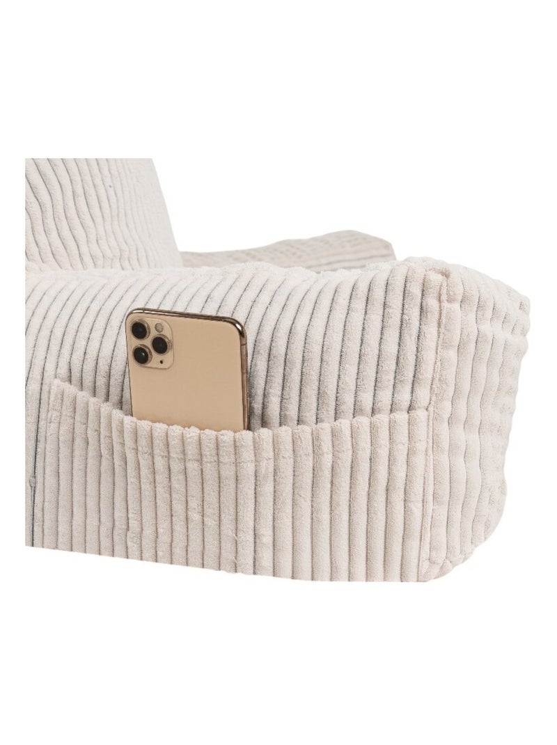 Coussin de lecture déhoussable en velours côtelé 80x50x70 cm blanc cassé Blanc cassé - Kiabi
