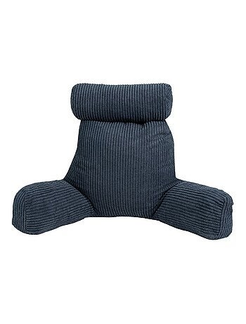 Coussin de lecture déhoussable en velours côtelé 80x50x70 cm gris