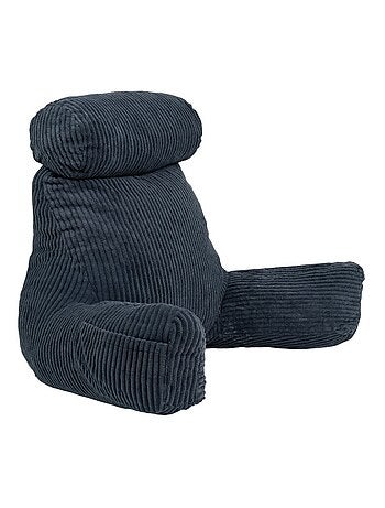 Coussin de lecture déhoussable en velours côtelé 80x50x70 cm gris