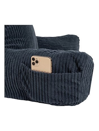 Coussin de lecture déhoussable en velours côtelé 80x50x70 cm gris