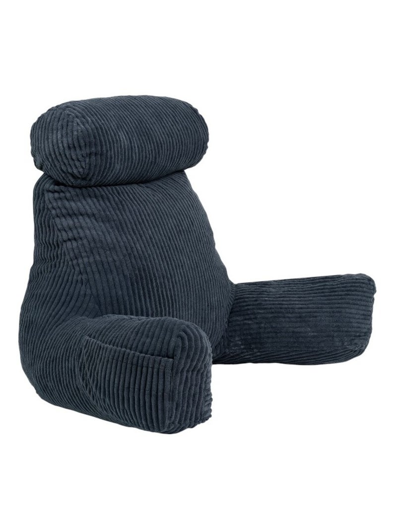 Coussin de lecture déhoussable en velours côtelé 80x50x70 cm bleu foncé Bleu foncé - Kiabi