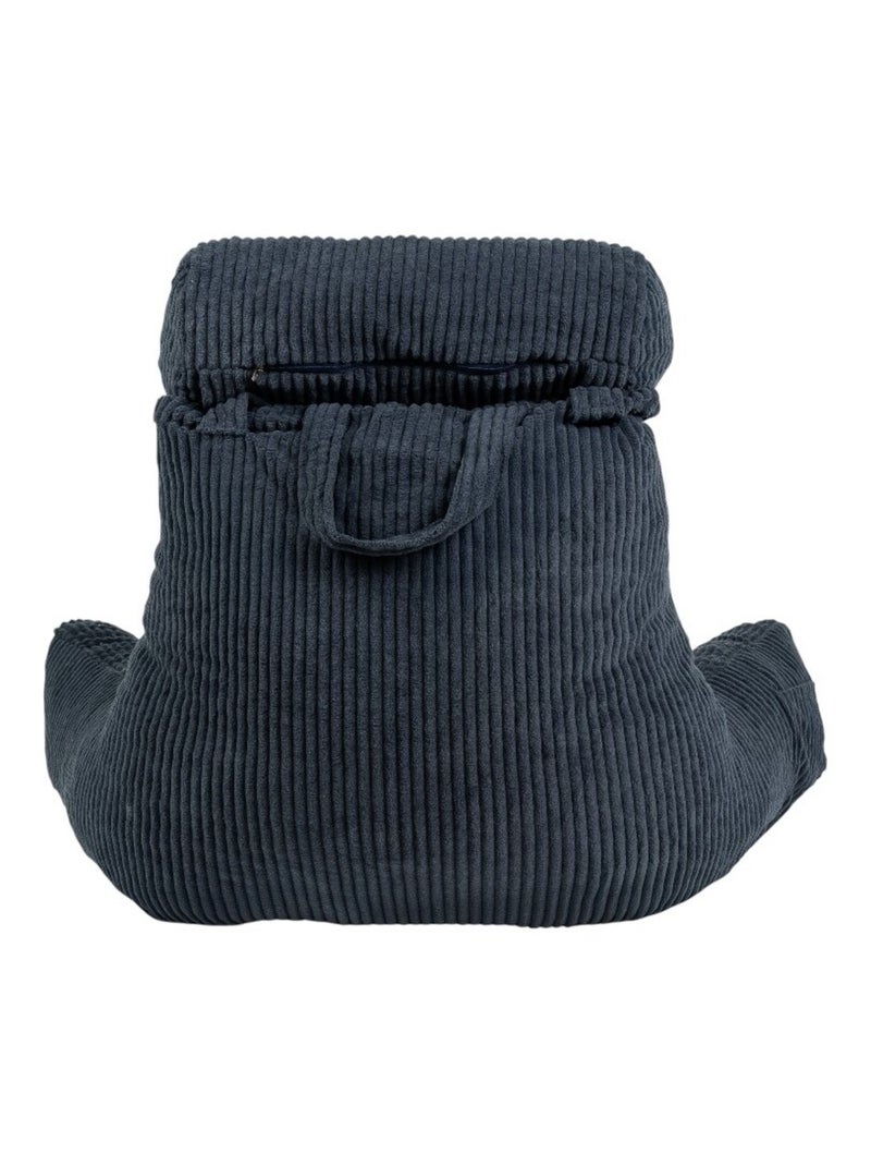 Coussin de lecture déhoussable en velours côtelé 80x50x70 cm bleu foncé Bleu foncé - Kiabi