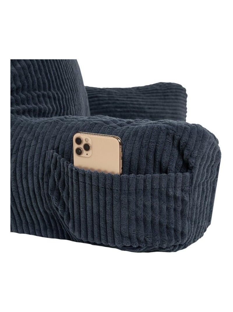 Coussin de lecture déhoussable en velours côtelé 80x50x70 cm bleu foncé Bleu foncé - Kiabi