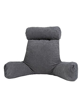 Coussin de lecture déhoussable en velours côtelé 80x50x70 cm gris