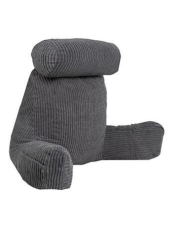 Coussin de lecture déhoussable en velours côtelé 80x50x70 cm gris